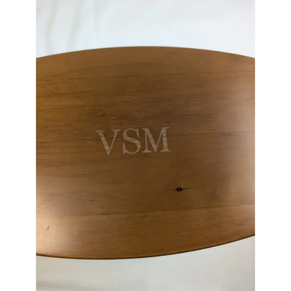Levenger Oval Wooden 4 Pen & 2 Ink Holder Desktop Stand Box